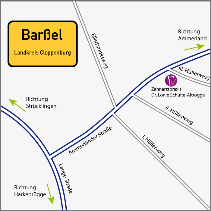 Anfahrtskarte zur Zahnarztpraxis in Barßel